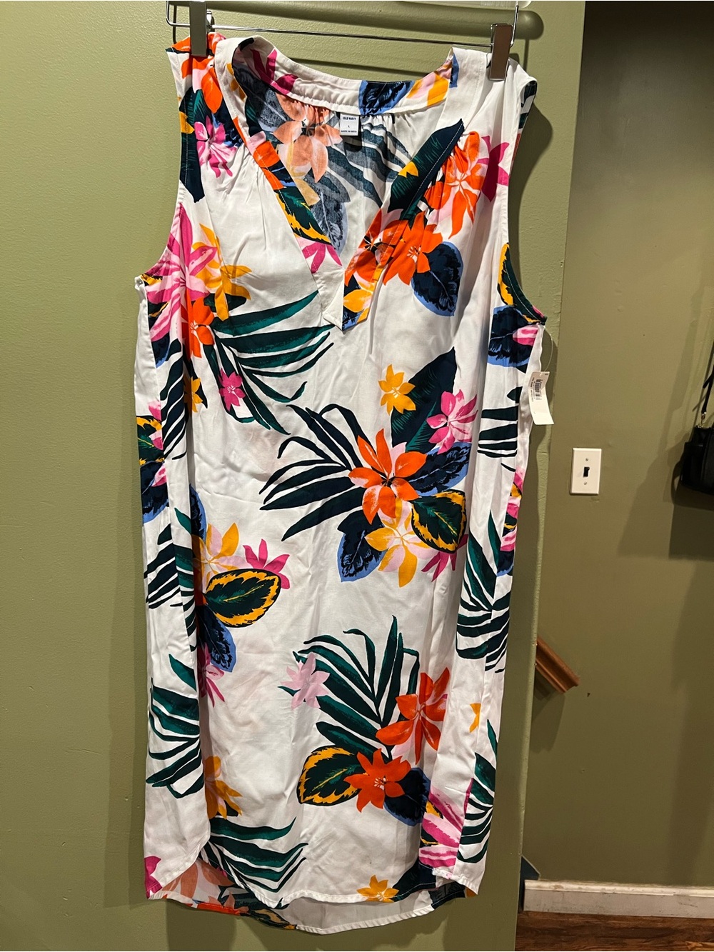 Sleeveless Tropical Floral Midi Dress - White Floral